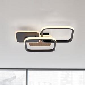LED stropna svjetiljka Sevent, kvadratna 3000 K u boji drveta