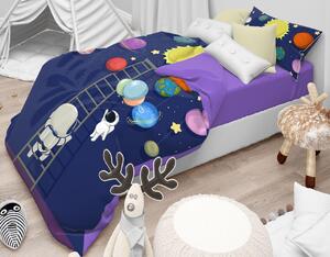 Pamučna posteljina za krevetic Svemir plava
