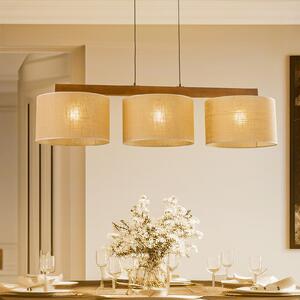 TK Lighting Viseća svjetiljka Juta, tri žarulje, snop, prigušiva, Bež, Dnevni boravak/blagovaonica, Tkanina / tekstil