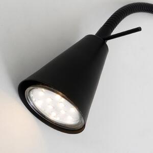 Briloner LED zidna svjetiljka Tusa, crna, metalna, 45 cm, fleksibilni krak, Crno, spavaća soba, Metal