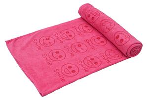 Brzosušeci ručnik za kupanje SMAJLI ružičasti