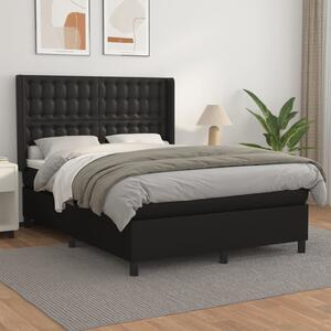 Krevet s oprugama i madracem crni 140 x 190 cm od umjetne kože - Crna / 140 x 190 cm