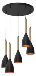 Luster na sajli MUZA 5xE27/15W/230V crna/bež/bakrena/bukva