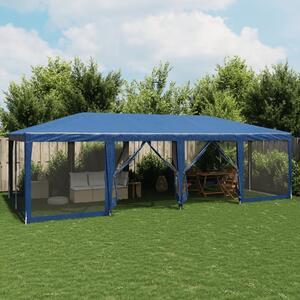 Šator za zabave s 12 mrežasta bočna zida plavi 8x4 m HDPE - Plava / 8 x 4 m