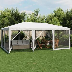 Šator za zabave s 10 mrežasta bočna zida bijeli 6x4 m HDPE - Bijela / 6 x 4 m