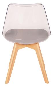 Transparentna stolica sa sivim sjedalom CAMILA