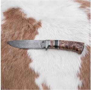 Lovački damask nož 13 cm topola/ebanovina