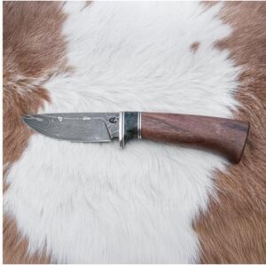 Lovački damask nož 9,7 cm orah/javor