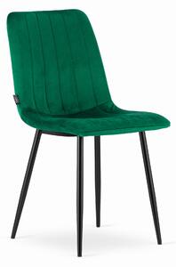 Zelena stolica od baršuna LAVA sa crnim nogama