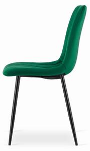 Zelena stolica od baršuna LAVA sa crnim nogama