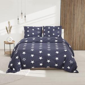 Pamučna posteljina LINE STAR tamno plava