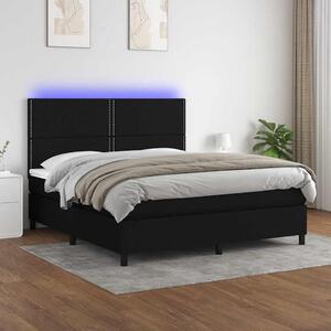 Krevet box spring s madracem LED crni 160x200 cm od tkanine - Crna / 160 x 200 cm