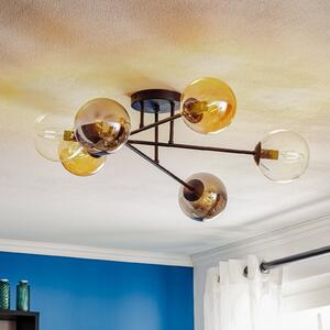 EMIBIG LIGHTING Stropna svjetiljka Staklena, crna, grafitna/jantarna/prozirna, 6 žarulja., prigušiva, Crno, Dnevni boravak/blagovaonica, Staklo