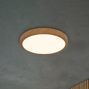 Briloner LED stropna svjetiljka Runa Wood izgled drva 3.000 K Ø38cm, Drvo, Dnevni boravak/blagovaonica, Metal