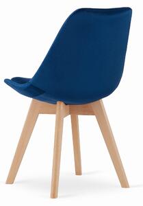 Plava stolica DAREN NORI VELVET s nogama od bukve