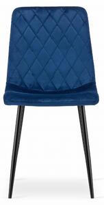 Plava stolica od baršuna TURIN sa crnim nogama