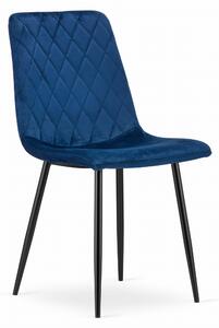 Plava stolica od baršuna TURIN sa crnim nogama
