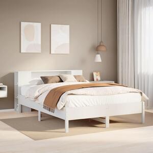 Krevet s regalom z knjige bez madraca bijeli 135x190cm borovina - Bijela / 135 x 190cm