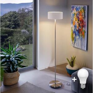 Eglo - LED Podna lampa TUNJA 1xE27/60W/230V mat krom/bijela