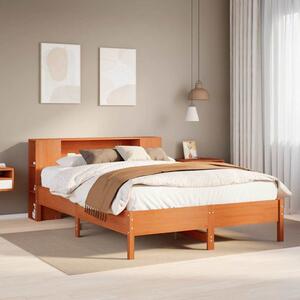 Krevet s regalom za knjige bez madraca 135 x 190 cm od borovine - Smeđa / 135 x 190cm