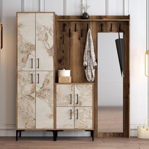 Woody Fashion Ormar za predsoblje, Berlin ABC - Walnut, White Marble