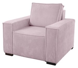 Svijetlo ružičasta fotelja od rebrastog samta SMART