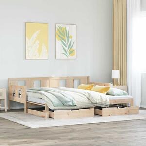 Dnevni krevet na razvlačenje s ladicama bez madraca 90 x 190 cm - Smeđa / 90 x 190 cm