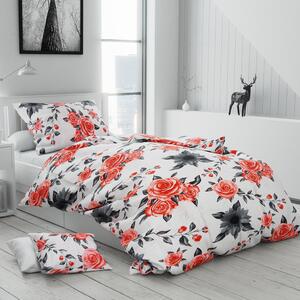 Posteljina od krepa RED ROSES bijela + jastučnica 40 x 50 cm gratis