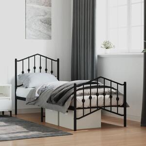 Metalni okvir kreveta s uzglavljem i podnožjem crni 75 x 190 cm - Crna / 75 x 190 cm