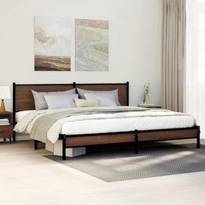 Metalni okvir kreveta bez madraca smeđa boja hrasta 193x203 cm - Smeđa / 193 x 203 cm