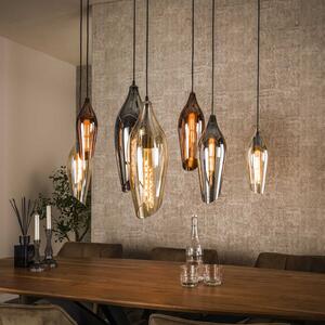 ZIJLSTRA Viseća lampa Mixture 4+3, 7-light, staklo, višebojno, prigušiva, Višebojno, Dnevni boravak/blagovaonica, Staklo