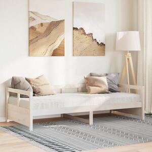 Dnevni krevet s madracem bijeli 80 x 200 cm od masivne borovine - Bijela / 80 x 200 cm