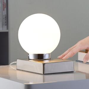 Lindby Naomi stolna lampa sa staklenom kuglom, Bijela, spavaća soba, Staklo, Metak