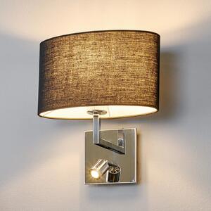 Lucande zidna svjetiljka Karla, crna, 30cm, LED svjetlo za čitanje, E27