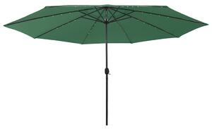 Vrtni suncobran s LED svjetlima 400 cm zeleni - Zelena / N/A