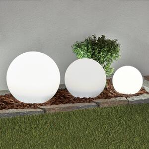 Lindby LED solarne svjetiljke Lago, set 3 kom, kugle, uzemljeni šiljak, bijela