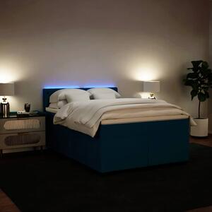 Krevet box spring s madracem plavi 160 x 200 cm baršunasti - Plava / 160 x 200 cm