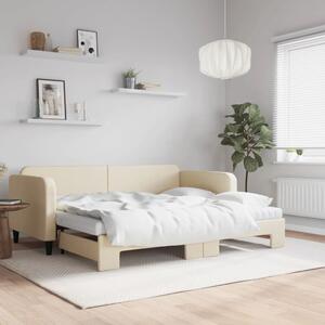 Dnevni krevet na razvlačenje s madracima krem 90x200 cm tkanina - Krema / 90 x 200 cm