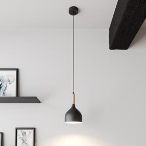 Luminex Viseća svjetiljka Noak, crna/prirodno drvo, Ø 17 cm, prigušiva, Crno, Dnevni boravak/blagovaonica, Metal