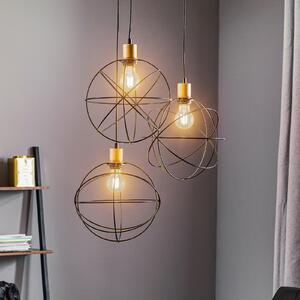 Viseća lampa Gerid s tri žarulje okrugla crna/mjed