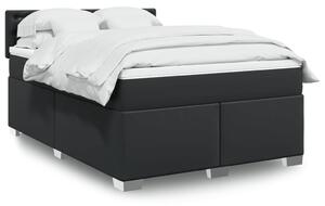 Krevet s oprugama i madracem crni 160 x 200 cm od umjetne kože - Crna / 160 x 200 cm