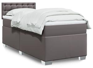 Krevet s oprugama i madracem sivi 90 x 190 cm od umjetne kože - Siva / 90 x 190 cm