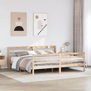 Okvir kreveta s uzglavljem 200 x 200 cm od masivne borovine - Smeđa / 200 x 200 cm