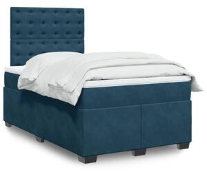 Krevet s oprugama i madracem plavi 120 x 190 cm baršun - Plava / 120 x 190 cm