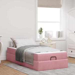 Okvir kreveta s madracem 2 pcs Ružičasta Baršun - Ružičasta / 90 x 200 cm
