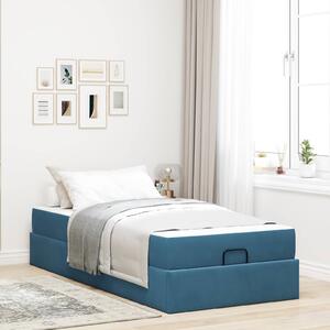 Okvir kreveta s madracem 2 pcs Plava Baršun - Plava / 80 x 200 cm