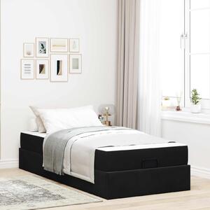 Okvir kreveta s madracem 2 pcs Crna Baršun - Crna / 90 x 190 cm
