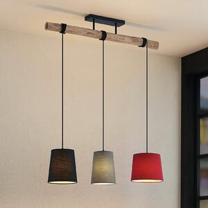 Lindby viseća lampa Amilia, tkanina, 3 žarulje, crvena/zelena/crna
