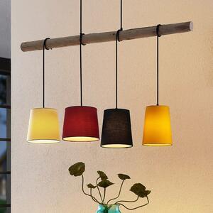 Lindby viseća lampa Hinai, crno/crveno/žuta, tekstil, 116cm