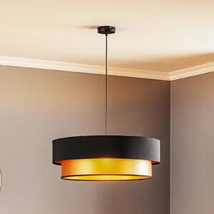 Maco Design Viseća lampa Dorina, crna/zlatna Ø 60cm, prigušiva, Crno, Dnevni boravak/blagovaonica, Plastika